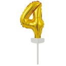 Number Gold, Number 4 foil balloon for cake 13 cm