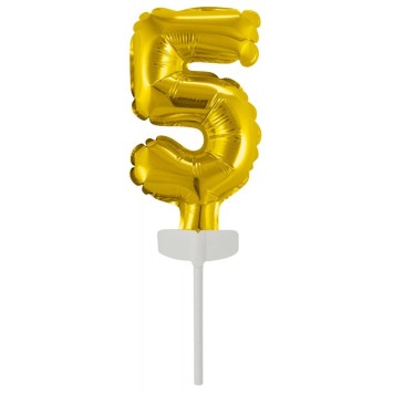 Number Gold, Number 5 foil balloon for cake 13 cm