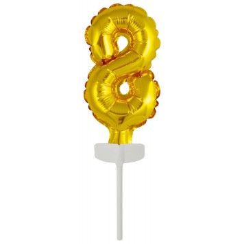 Number Gold 8 foil balloon for cake 13 cm