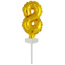 Number Gold 8 foil balloon for cake 13 cm