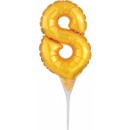 Number Gold, Gold number 8 foil balloon for cake 15 cm
