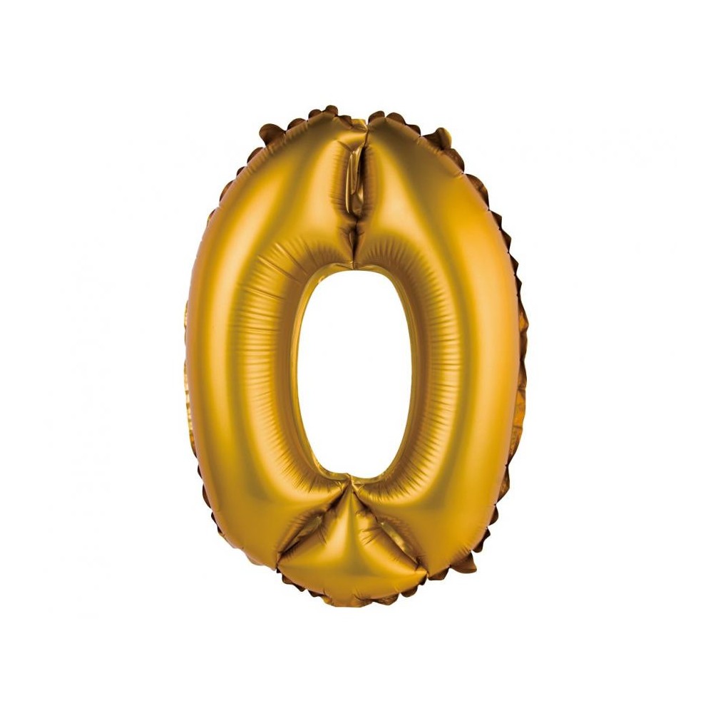 Number Gold Matt Gold 0 mini number foil balloon 35 cm