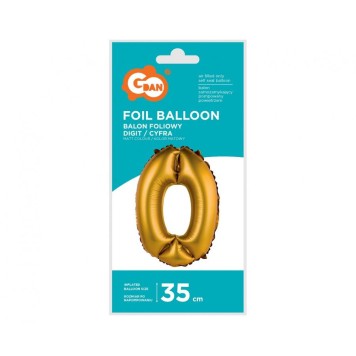 Number Gold Matt Gold 0 mini number foil balloon 35 cm