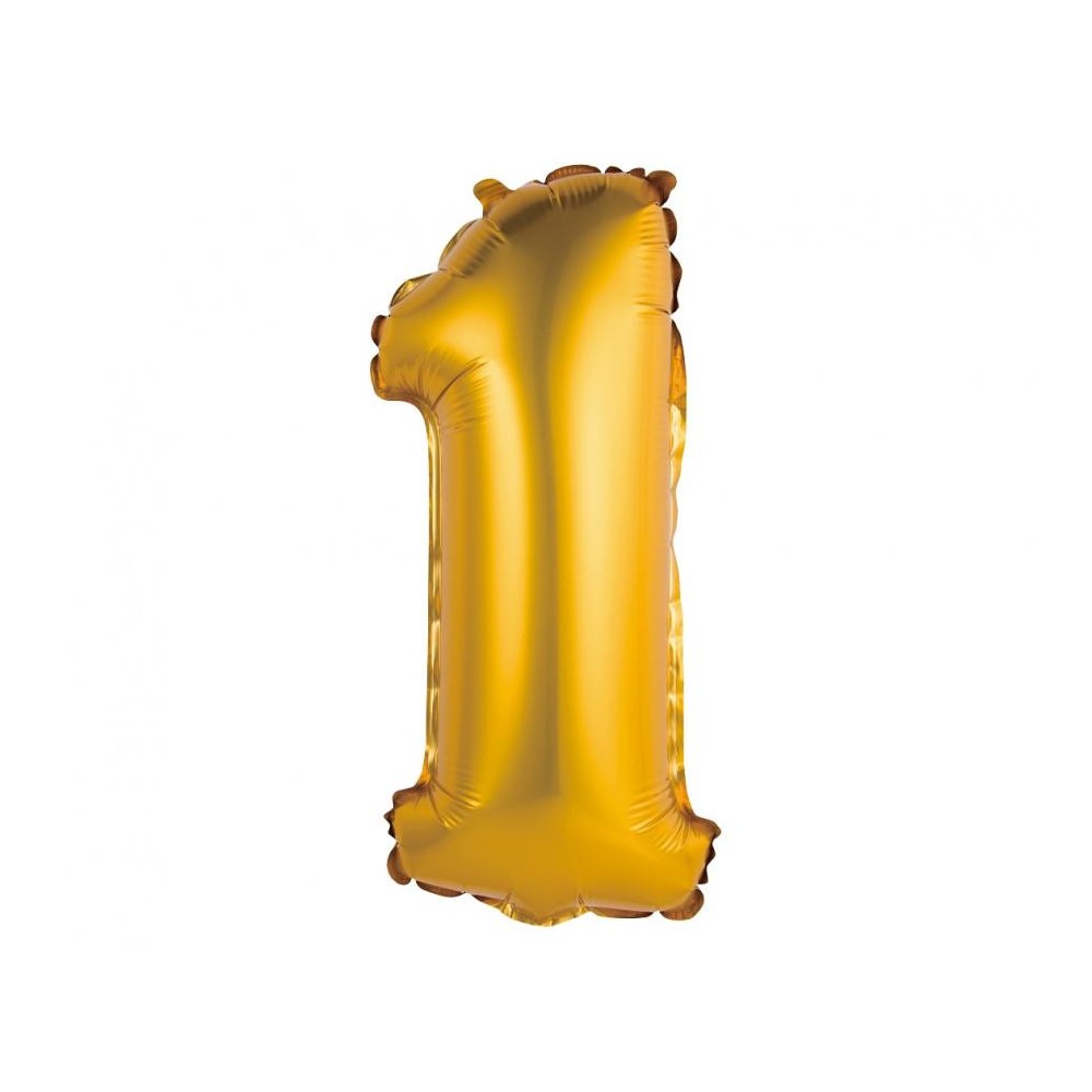 Number Gold Matt Gold 1 mini foil balloon 35 cm