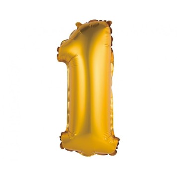 Number Gold Matt Gold 1 mini foil balloon 35 cm