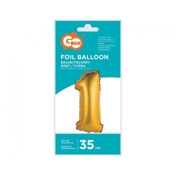 Number Gold Matt Gold 1 mini foil balloon 35 cm