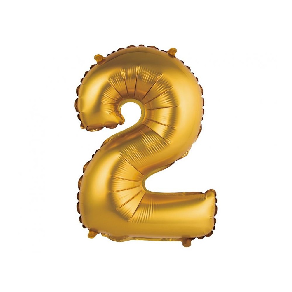 Number Gold Matt Gold number 2 mini foil balloon 35 cm