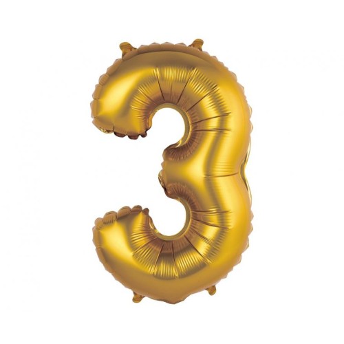 Number Gold Matt Gold number 3 mini foil balloon 35 cm