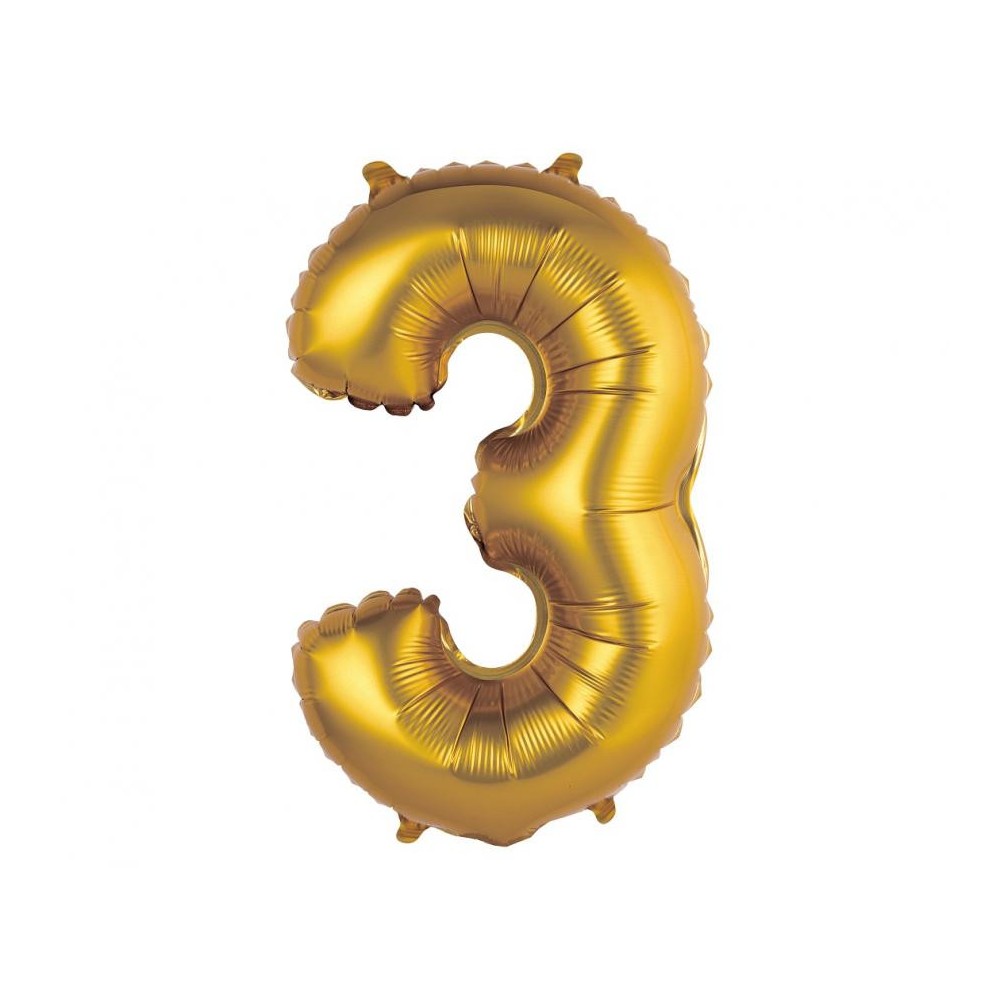 Number Gold Matt Gold number 3 mini foil balloon 35 cm