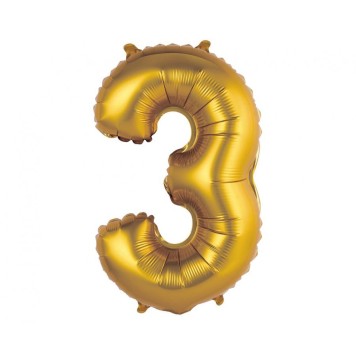Number Gold Matt Gold number 3 mini foil balloon 35 cm