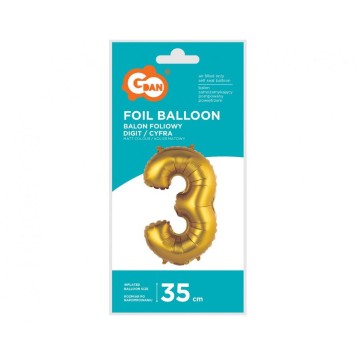Number Gold Matt Gold number 3 mini foil balloon 35 cm