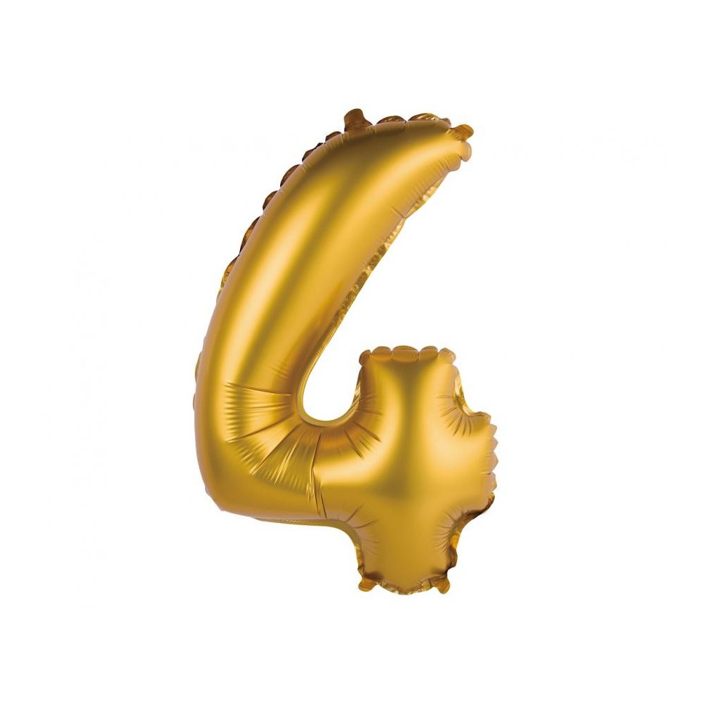 Number Gold Matt Gold Number 4 Mini Foil Balloon 35 cm