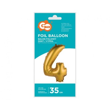Number Gold Matt Gold Number 4 Mini Foil Balloon 35 cm