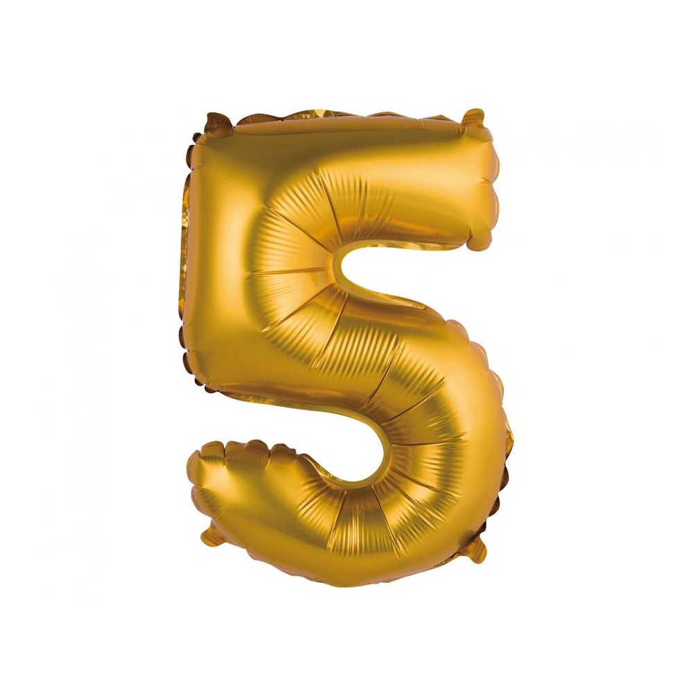 Number Gold Matt Gold 5 Mini Number Foil Balloon 35 cm