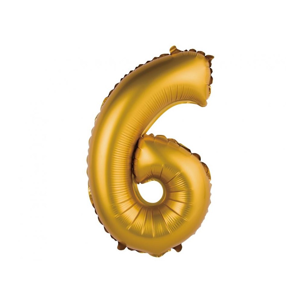 Number Gold Matt Gold 6 Mini Number Foil Balloon 35 cm