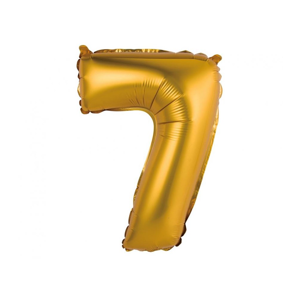 Number Gold Matt Gold 7 Mini Number Foil Balloon 35 cm