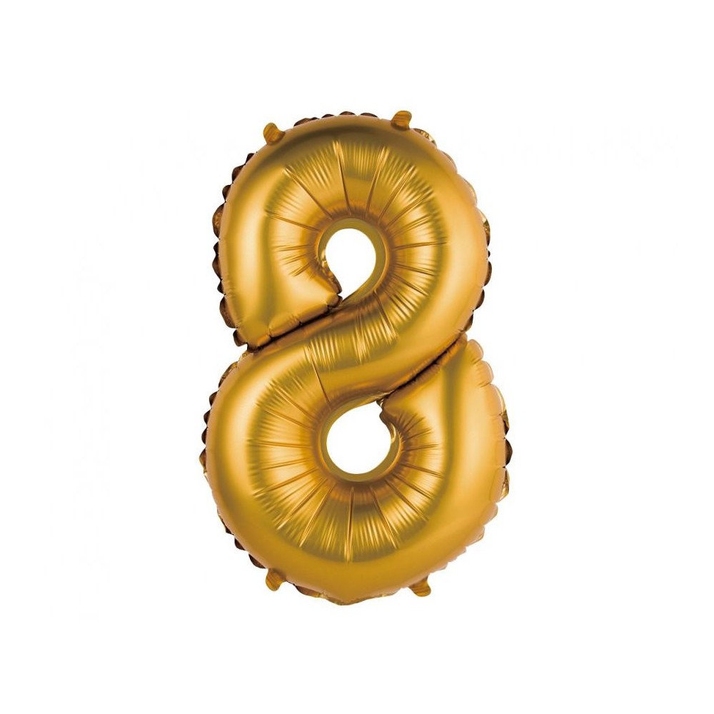 Number Gold Matt Gold 8 mini foil balloon 35 cm