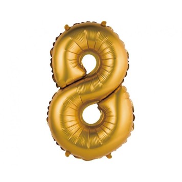 Number Gold Matt Gold 8 mini foil balloon 35 cm