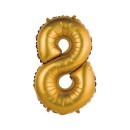 Number Gold Matt Gold 8 mini foil balloon 35 cm