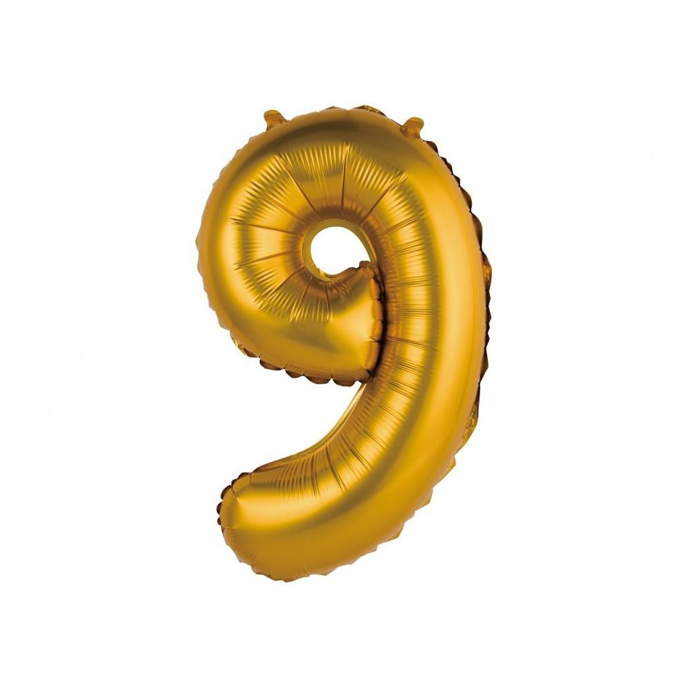 Number Gold Matt Gold 9 mini number foil balloon 35 cm