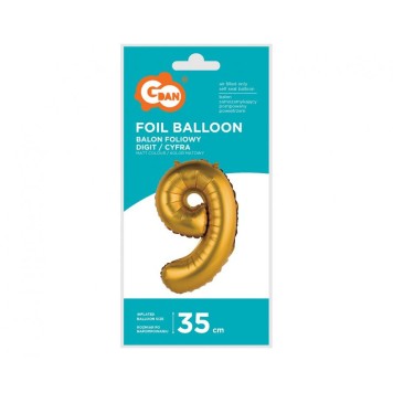 Number Gold Matt Gold 9 mini number foil balloon 35 cm