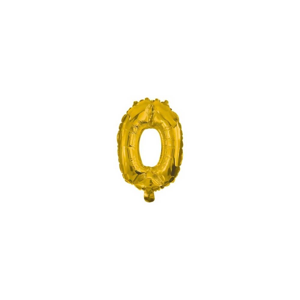 Number Gold, mini number 0 foil balloon 33 cm