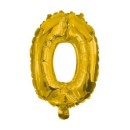 Number Gold, mini number 0 foil balloon 33 cm