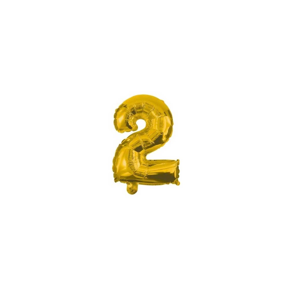 Number Gold, Gold mini number 2 foil balloon 32 cm