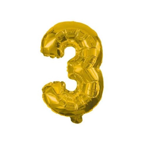 Number Gold, Gold mini number 3 foil balloon 31 cm
