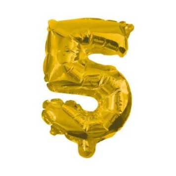 Number Gold, Gold mini number 5 foil balloon 31 cm