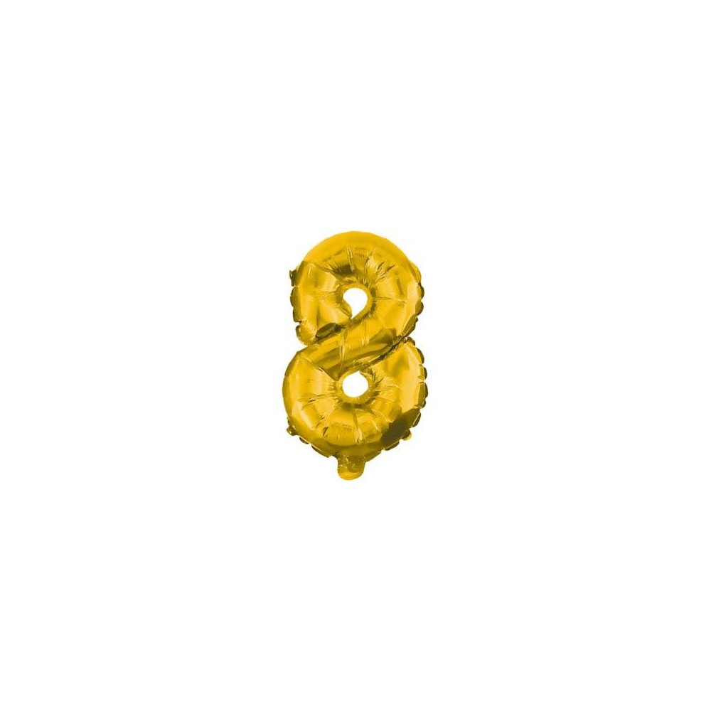 Number Gold, Golden mini number 8 foil balloon 33 cm
