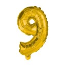 Number Gold, Gold mini number 9 foil balloon 35 cm