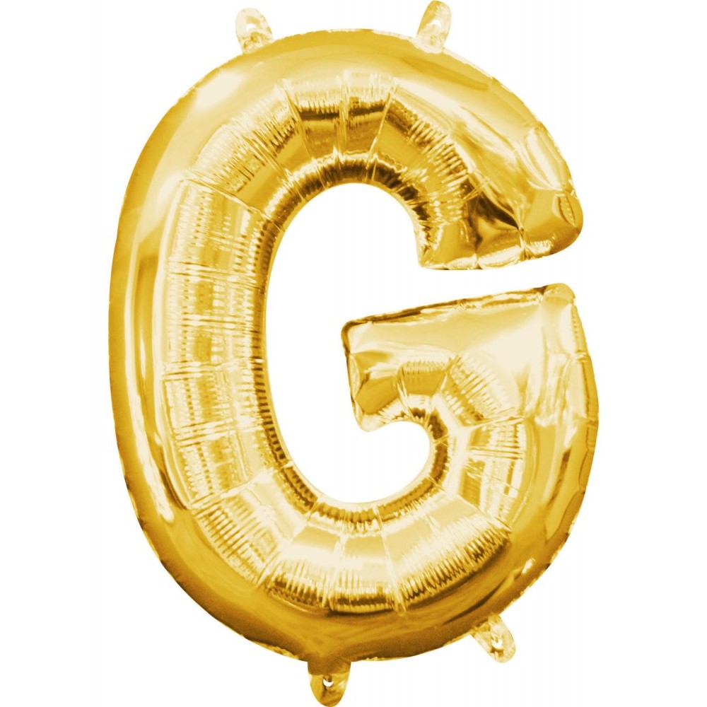 Number Gold, Golden mini G letter foil balloon 33 cm