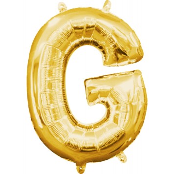 Number Gold, Golden mini G letter foil balloon 33 cm
