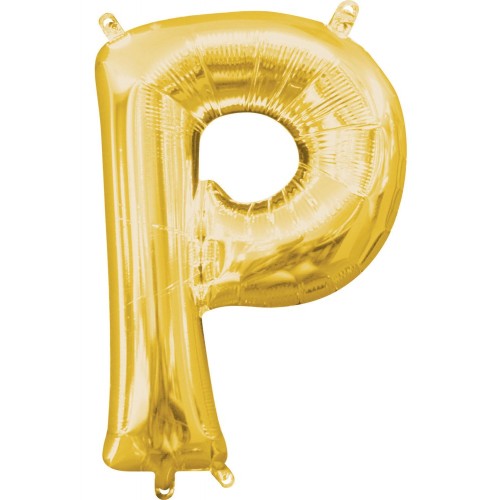 Number Gold, Mini P Letter Foil Balloon 33 cm