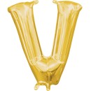 Number Gold, Gold Mini V Letter Foil Balloon 33 cm
