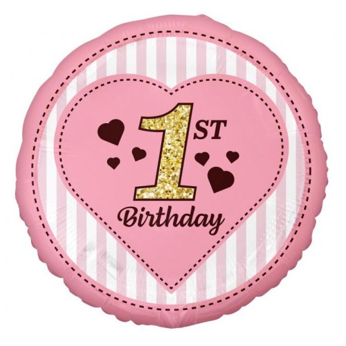 First Birthday Pink foil balloon 36 cm