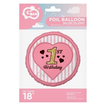 First Birthday Pink foil balloon 36 cm