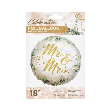 Wedding Mr & Mrs, foil balloon 36 cm