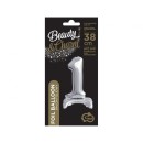 Number B&C Silver Silver mini number 1 foil balloon with base 38 cm