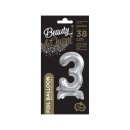 Number B&C Silver Silver mini number 3 foil balloon with base 38 cm
