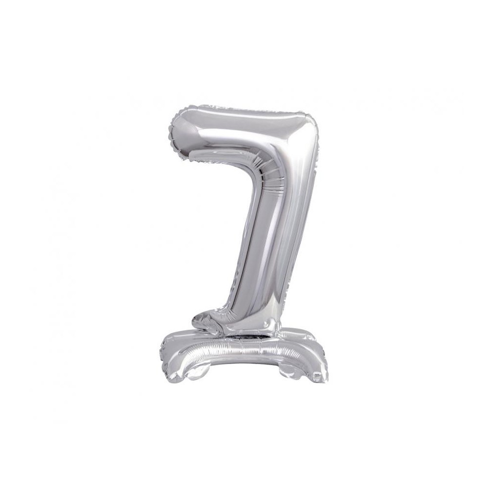 Number B&C Silver Silver mini number 7 foil balloon with base 38 cm