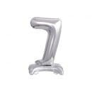 Number B&C Silver Silver mini number 7 foil balloon with base 38 cm