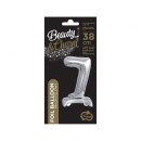 Number B&C Silver Silver mini number 7 foil balloon with base 38 cm
