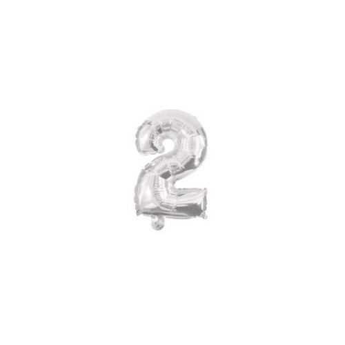 Number Silver Number 2 Foil Balloon 10 cm