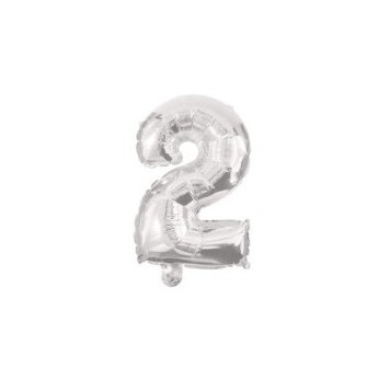 Number Silver Number 2 Foil Balloon 10 cm
