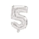 Number Silver, Number 5 Silver Foil Balloon 10 cm
