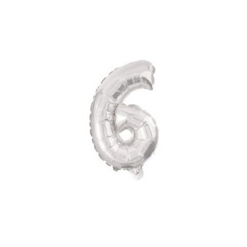 Number Silver, Silver Number 6 Foil Balloon 10 cm