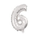 Number Silver, Silver Number 6 Foil Balloon 10 cm