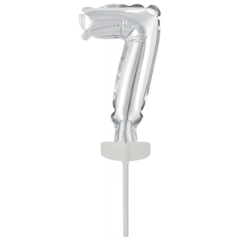 Number Silver 7th Number Foil Balloon for Cake 13 cm